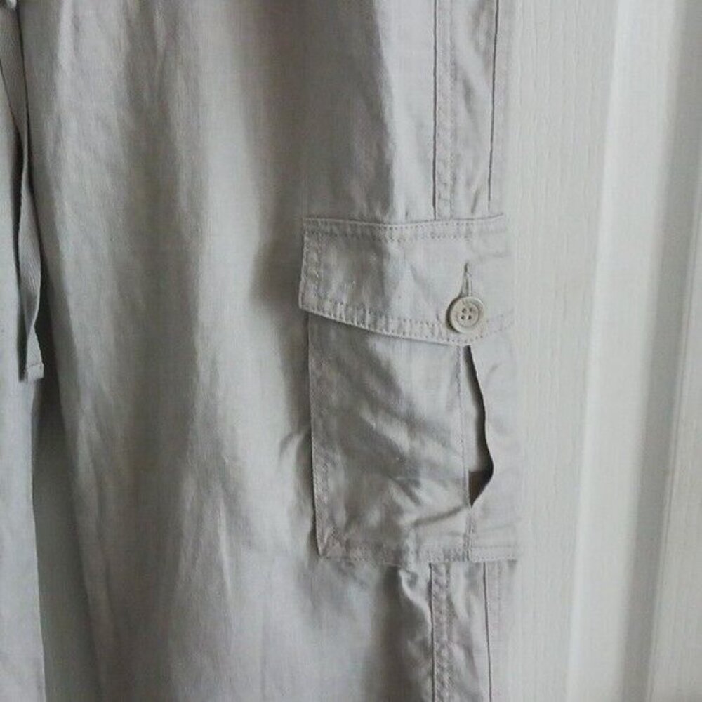 INC International Concept 100% Linen Grey Straight Leg Cargo Pants 12 - Picture 6 of 16